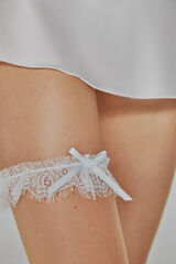 Ivette Bridal Liga bordada com la&ccedil;ada em branco bege