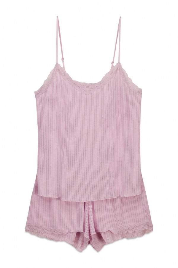 Women'secret Pijama curto canelado soft touch rosa rosa