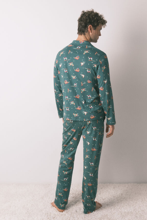 Women'secret Camisa de pijama masculina para cães 100% algodão verde