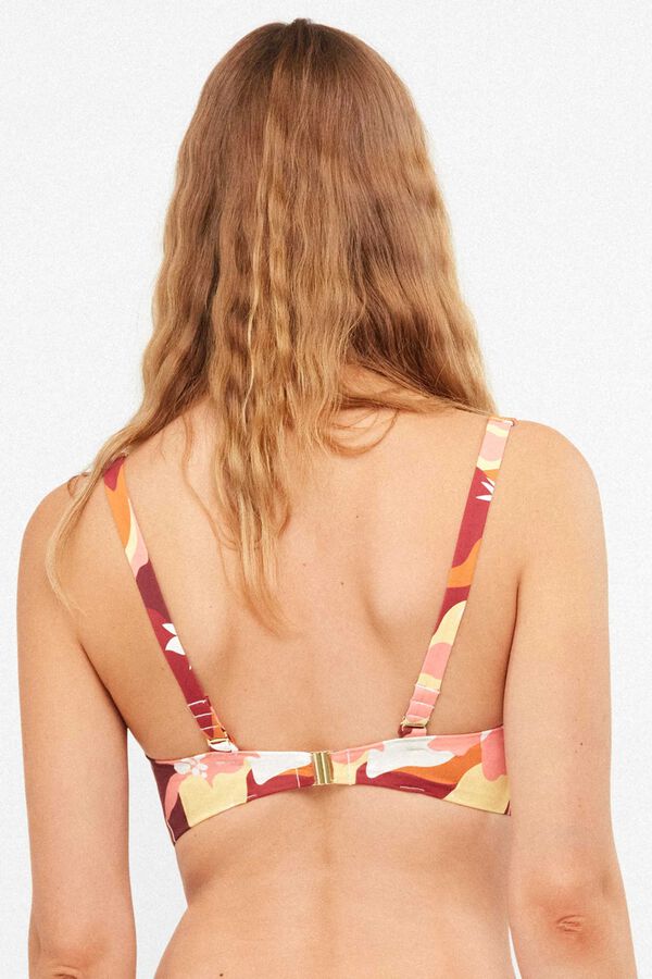 Gisela Top biqu&iacute;ni triangular estampado geom&eacute;trico branco