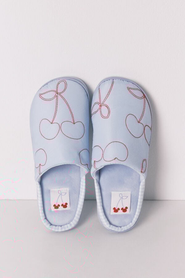 Women'secret Chinelos de quarto de cerejas azuis azul