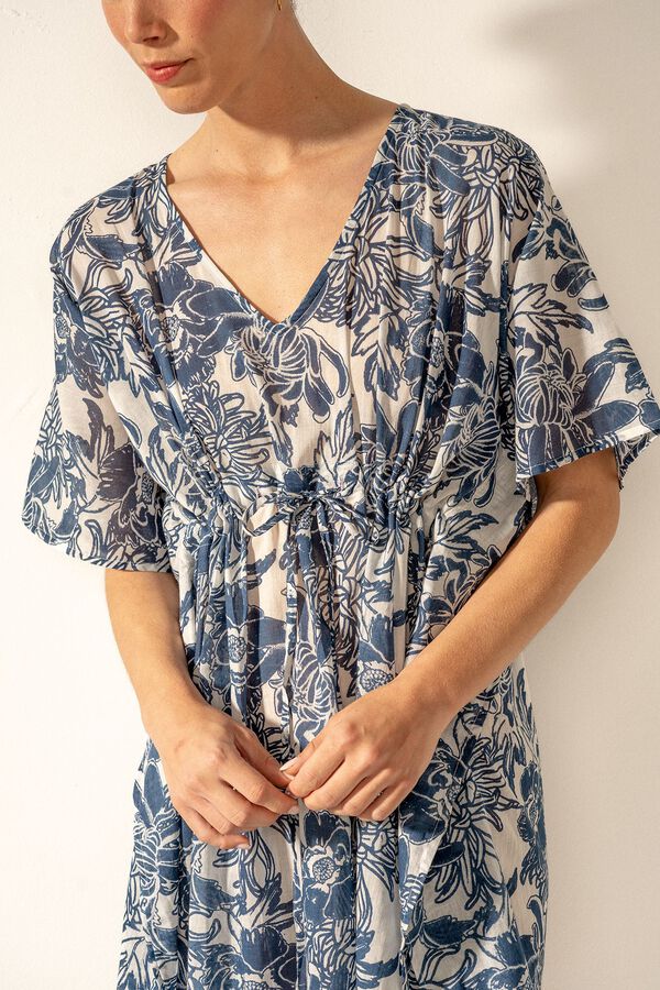 Abbacino  Caft&atilde; em algod&atilde;o estampado floral azul azul