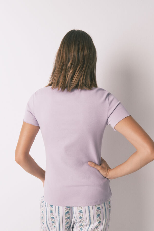Women'secret T-shirt de manga curta de algodão lilás rosa