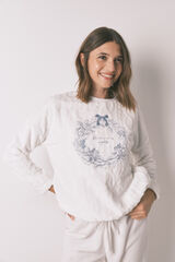 Women'secret Pijama polar branco pijama comprido e macio bege