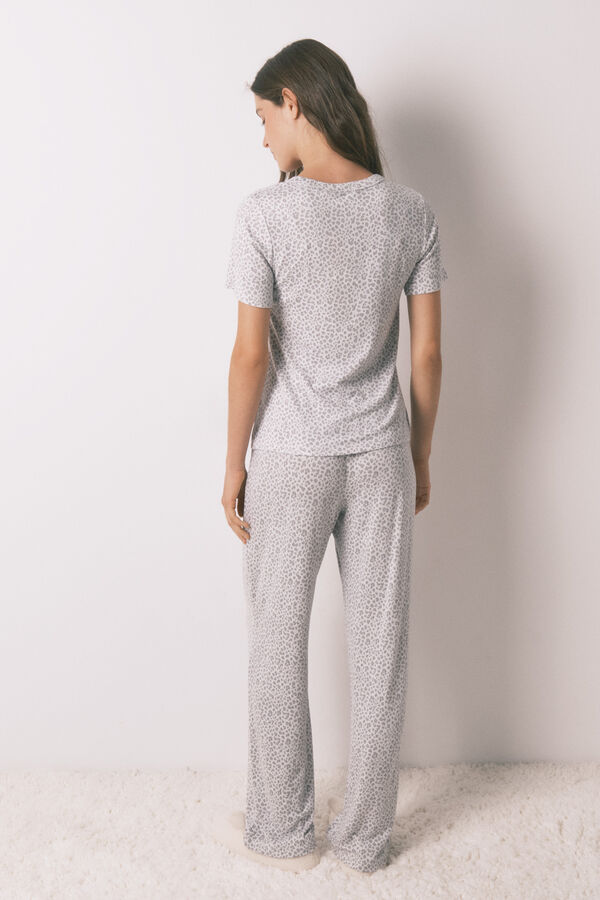 Women'secret Pijama comprido longo de manga curta com estampado animal da Miffy cinzento