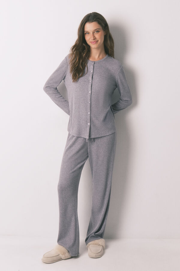 Women'secret Pijama comprido em cinza brilhante cinzento