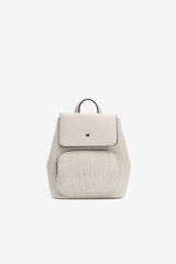 Vilanova Mochila texturizada com aba bege