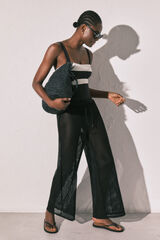 Women'secret Cal&ccedil;as efeito rede de malha preta preto