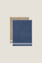 Textura Conjunto 2 panos friso algodão azul