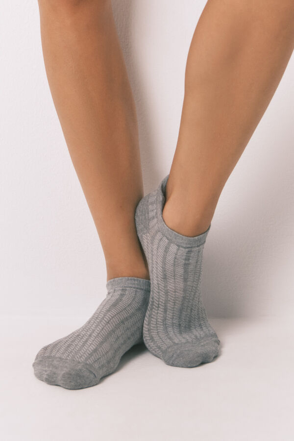 Women'secret Pacote de 5 meias curtas cinza  cinzento