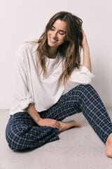 Women'secret Cal&ccedil;as compridas estampado aos quadrados azul azul