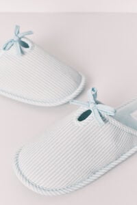 Women'secret Chinelos de quarto verdes com riscas e la&ccedil;o