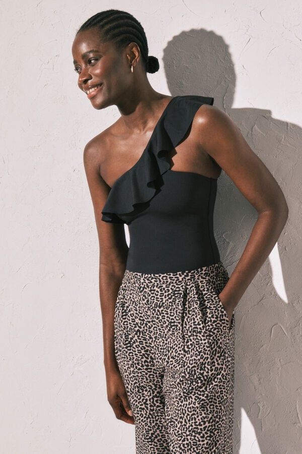 Women'secret Cal&ccedil;as fluidas estampado animal print branco