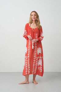 Womensecret Túnica algodão detalhe bordado borgonha