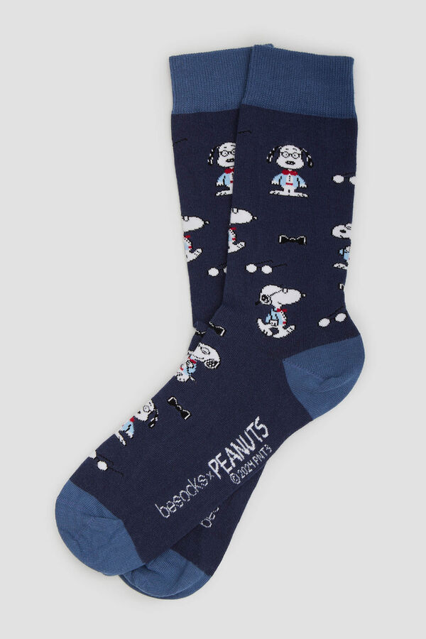 Besocks Calcetines altos Besocks de Snoopy de algodón orgánico color azul azul