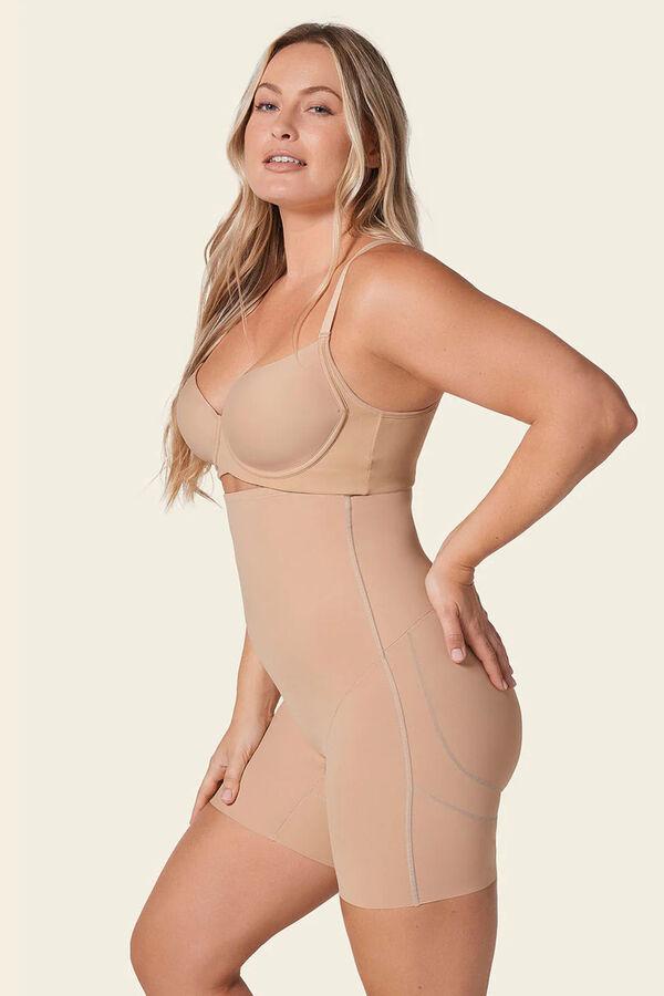 Leonisa Short media pierna tiro extra alto, levanta gl&uacute;teos beige