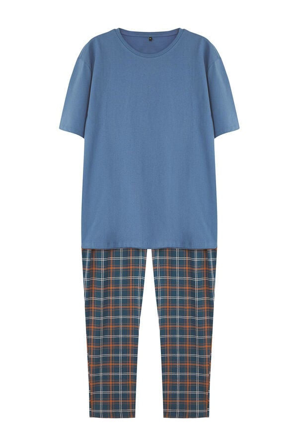 Trendyol Malha de pijama de malha xadrez azul marinho com corte regular  azul