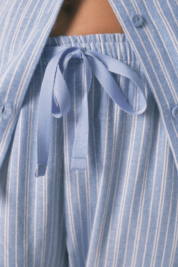 Women'secret Pijama camisa às riscas, 100% algodão azul