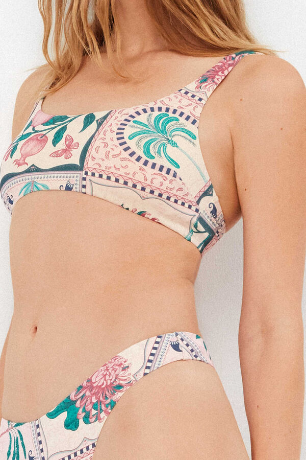 Gisela Top biqu&iacute;ni sem aro estampado mosaico branco