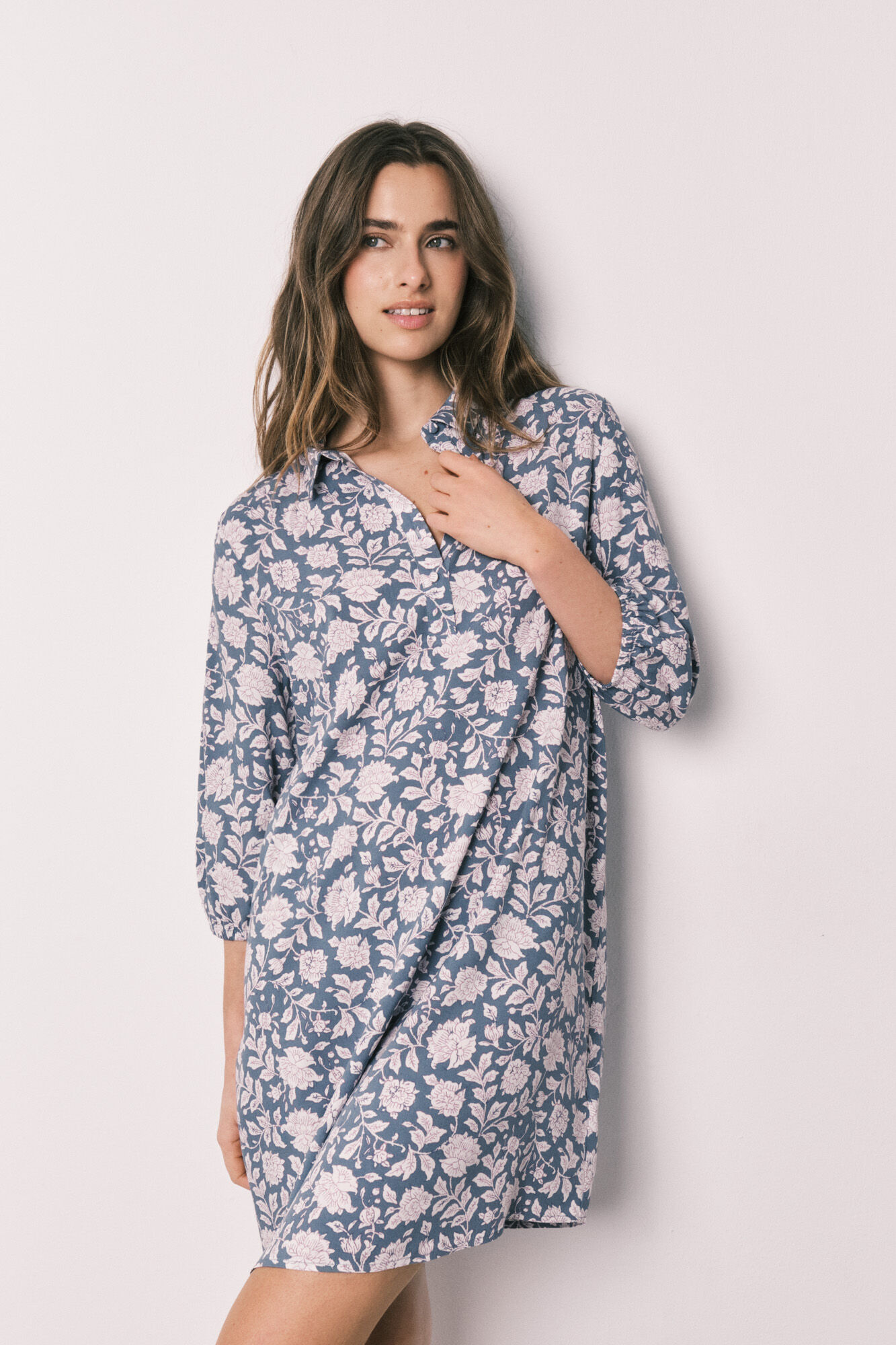 Women'secret Camisola comprida viscose estampado de flores rosa