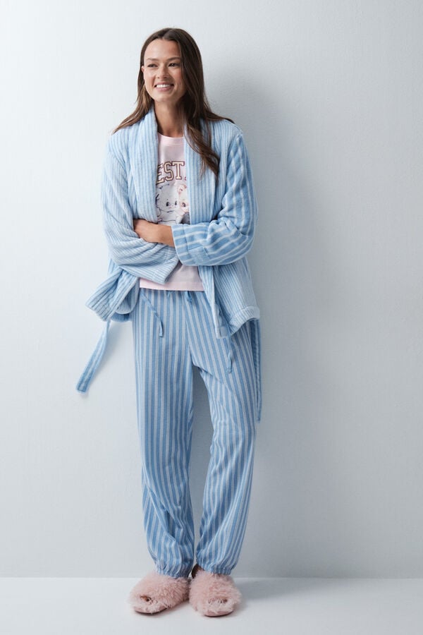 Women'secret Robe curta cruzada &agrave;s riscas azul azul