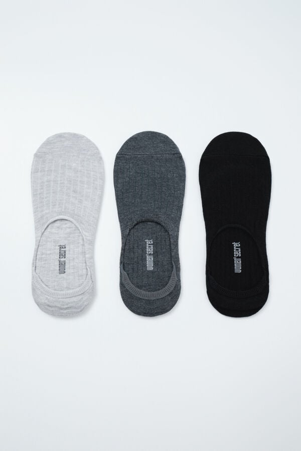 Women'secret Pack 3 meias slip caneladas cinzentas cinzento