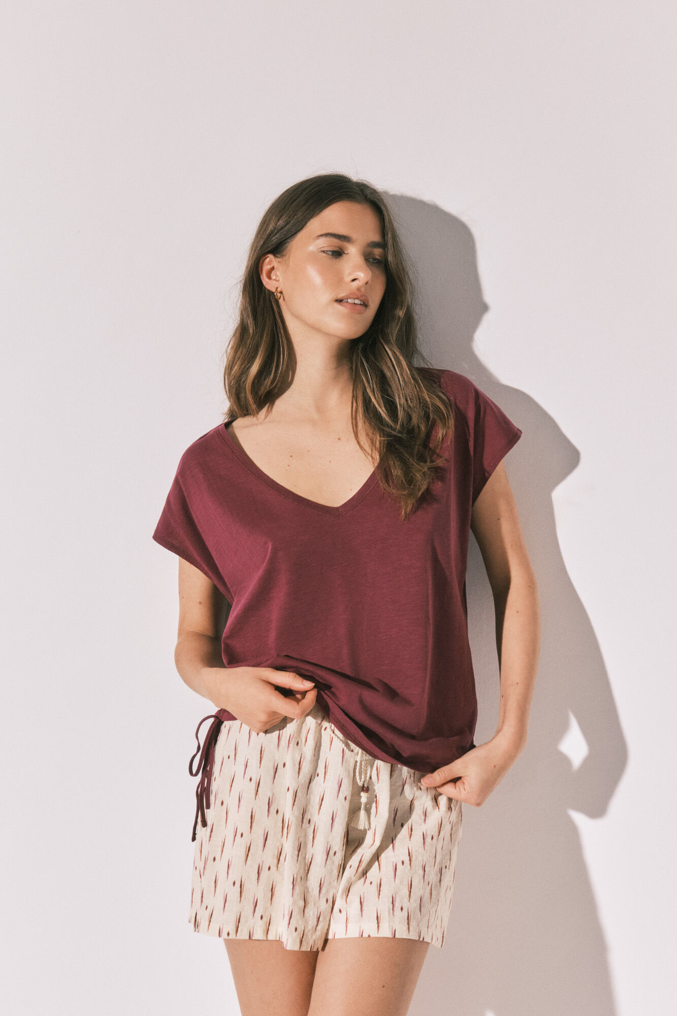 Women'secret T-shirt em algod&atilde;o com franzido gren&aacute;