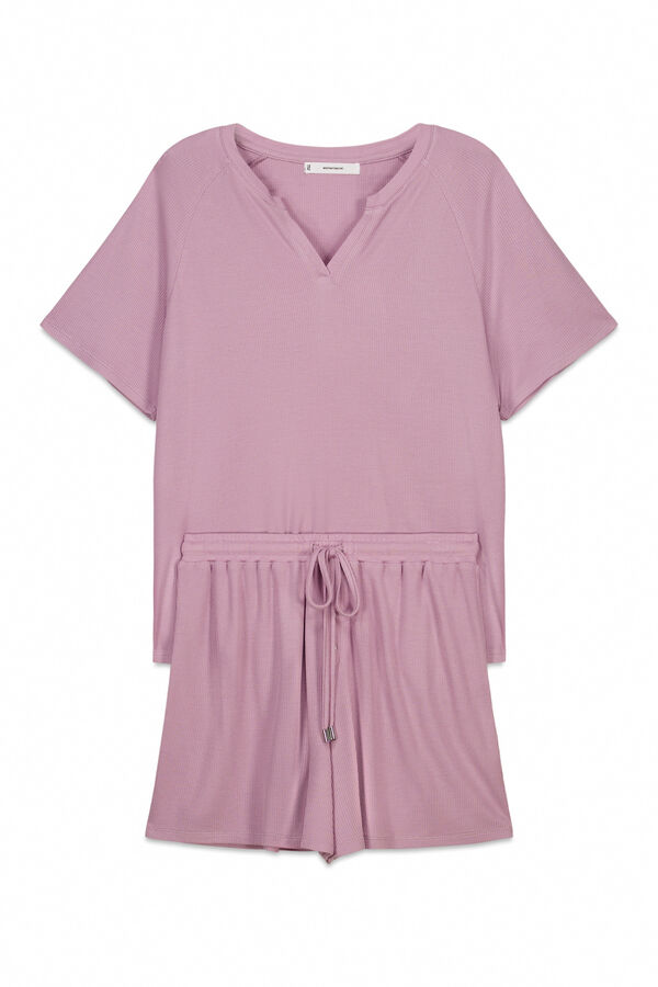 Women'secret Pijama curto em tecido waffle rosa rosa