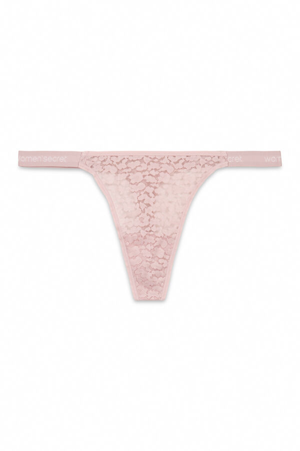 Women'secret Tanga de renda com estampa animal rosa rosa