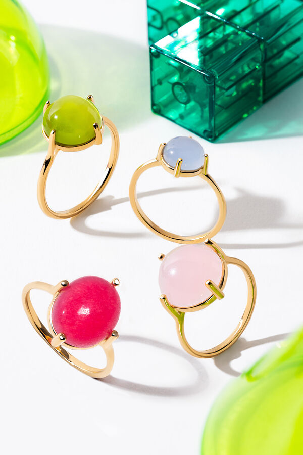 Singularu Celebrate Green Gold Plated Ring estampado