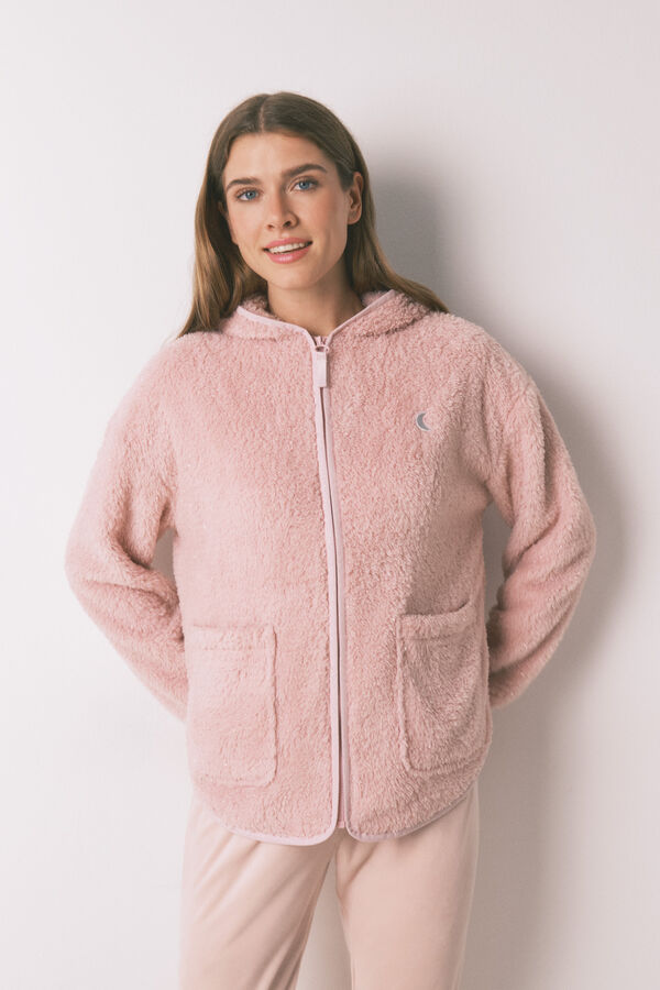 Women'secret Robe curta tecido de pelo rosa lurex rosa