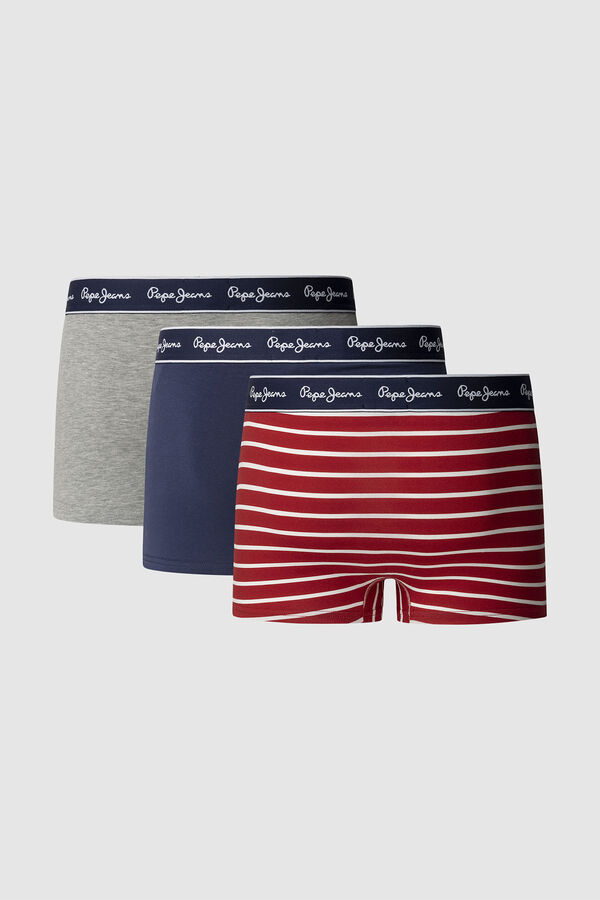 Pepe Jeans Pacote com 3 boxers de algodão elástico vermelho