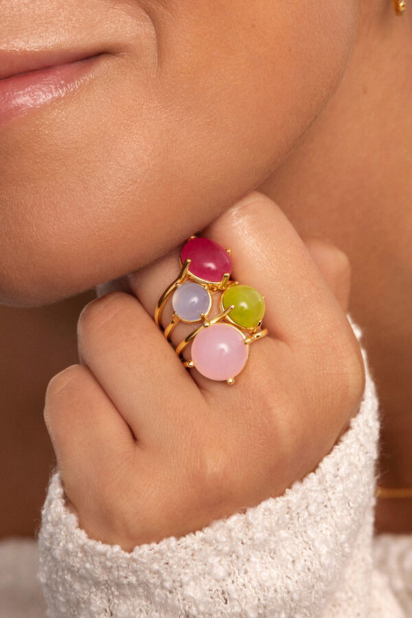 Singularu Celebrate Green Gold Plated Ring estampado