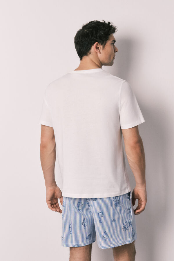 Women'secret Pijama curto de homem em algod&atilde;o Family Collection bege