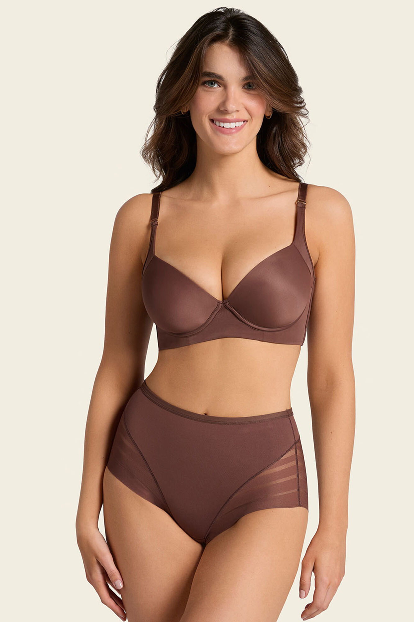 Leonisa Cueca cinta cl&aacute;ssica com controle moderado da barriga e faixas de tule