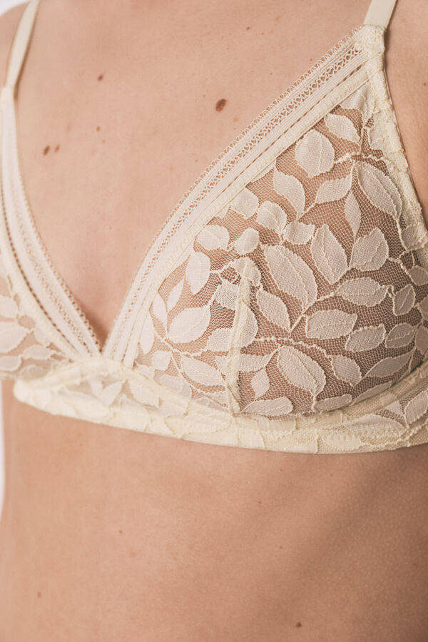 Women'secret Soutien triangular NATURAL em renda bege cru