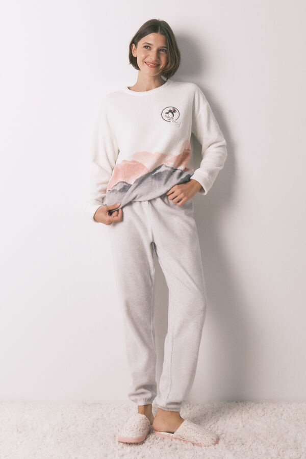 Women'secret Pijama comprido polar suave estampado Pingu bege