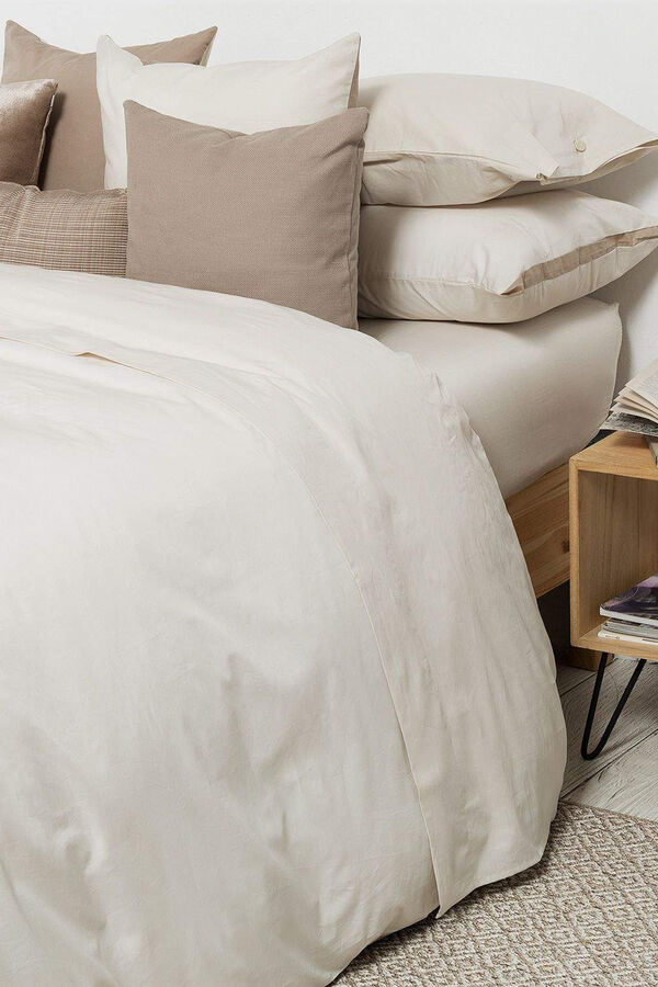 Textura Len&ccedil;ol algod&atilde;o percal. Cama 150-160 cm. bege