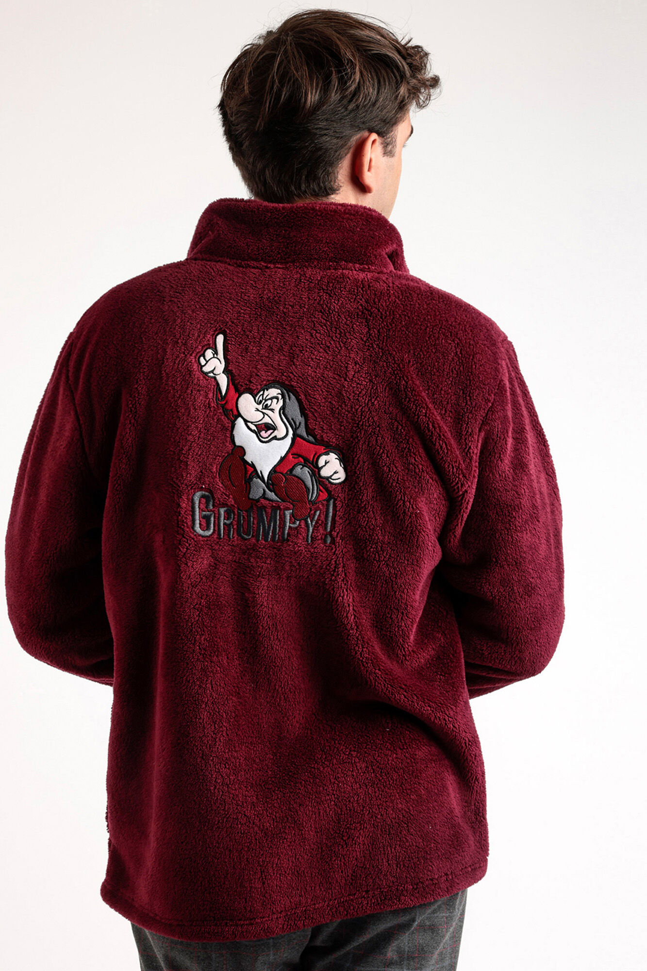 Admas Robe curta manga comprida tecido de pelo Grumpy