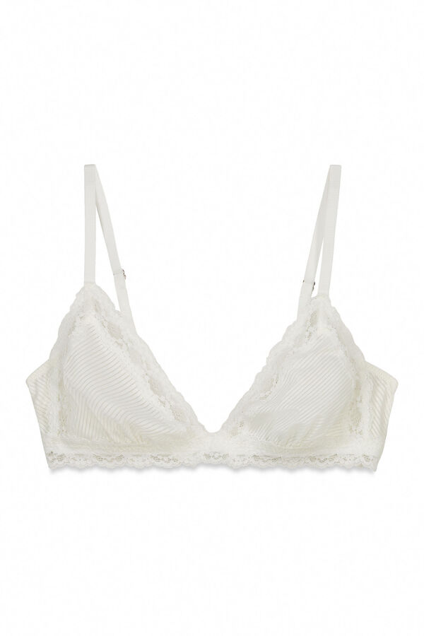 Women'secret White microfibre and lace triangle bra NATURAL nude