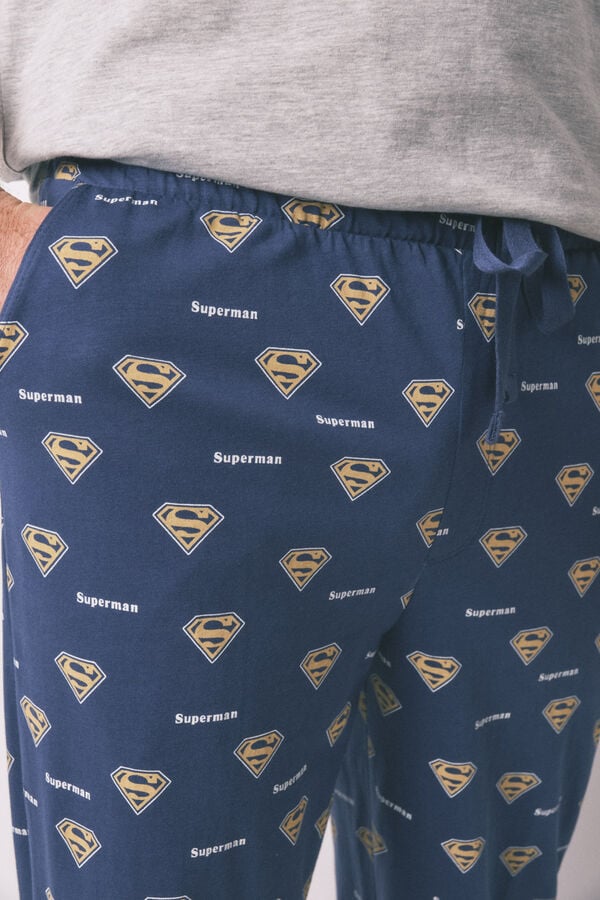 Women'secret Pijama comprido Superman cinza 100% algodão  cinzento