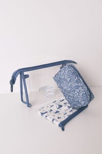 Women'secret Pacote com 3 bolsas de higiene com estampas sortidas em azul e branco