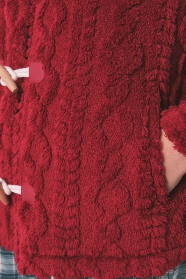 Women'secret Robe curto polar com capuz suave vermelho vermelho