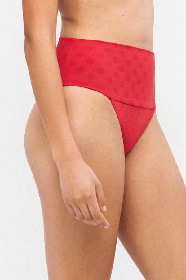 Gisela Braga bikini multiposici&oacute;n jacquard lunares rojo