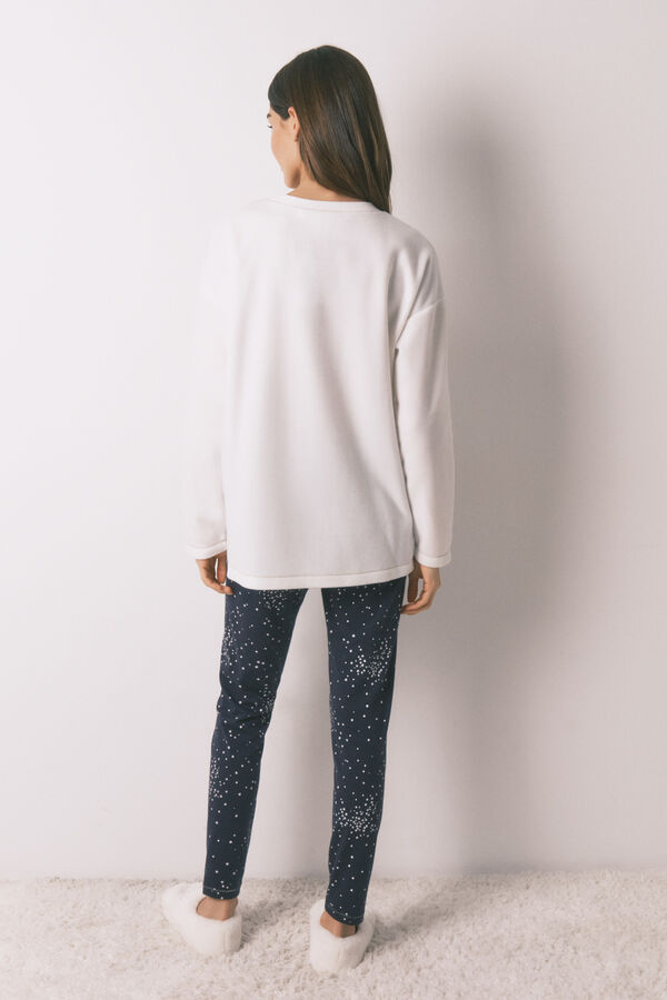 Women'secret Pijama comprido polar estampado "Hogwarts" bege