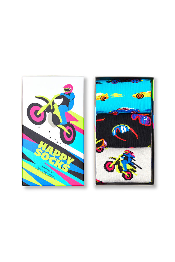 Happy Socks Pacote de 3 meias esportivas  cinzento