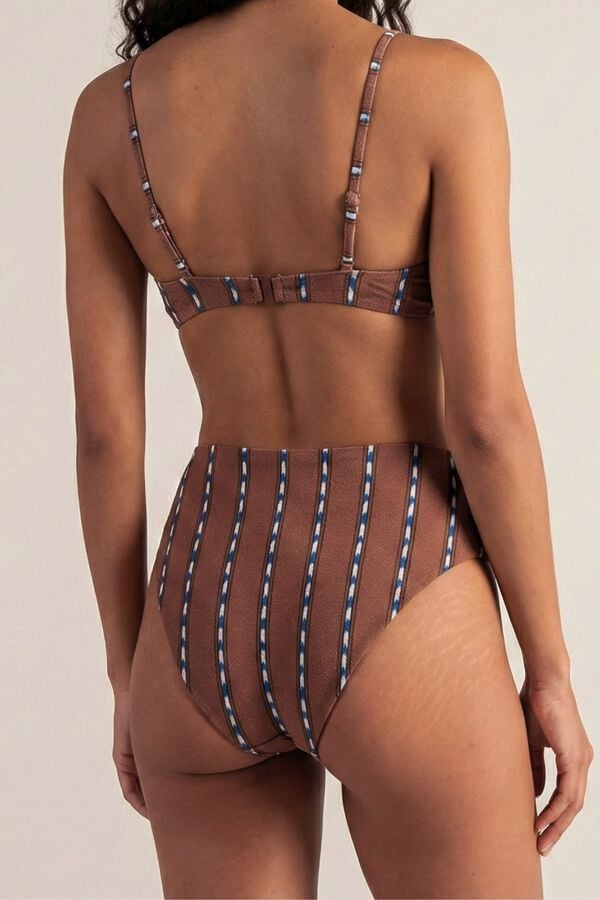 Robin Cueca de biqu&iacute;ni cintura alta com estampado de palmeira estampado