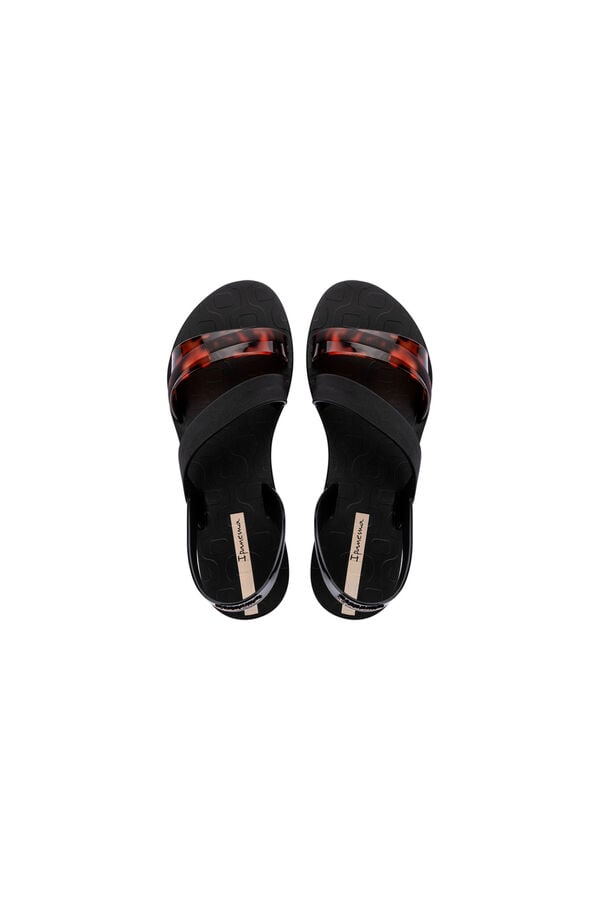 Ipanema Sand&aacute;lia de tiras assim&eacute;tricas com estampado animal preto