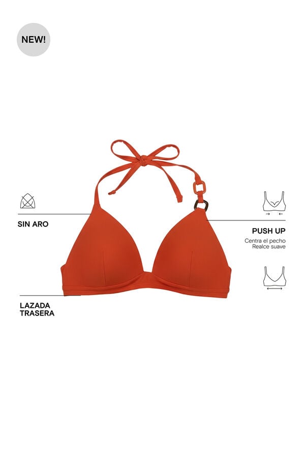 Women'secret Top biqu&iacute;ni triangular fixo laranja vermelho
