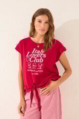 Women'secret T-shirt Snoopy vermelha de manga curta 100% algodão vermelho